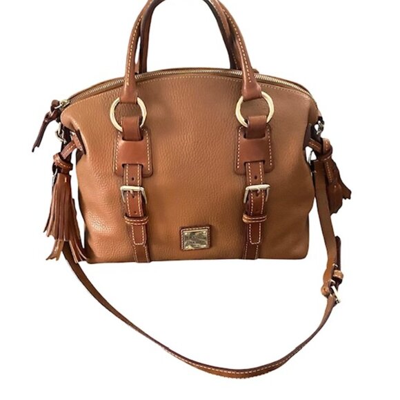 Dooney & Bourke Bristol Caramel Pebbled Leather Satchel - Picture 1 of 11